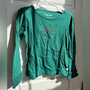 Rufflebutts Girls Size 4T Long Sleeve Green Noel Shirt Christmas